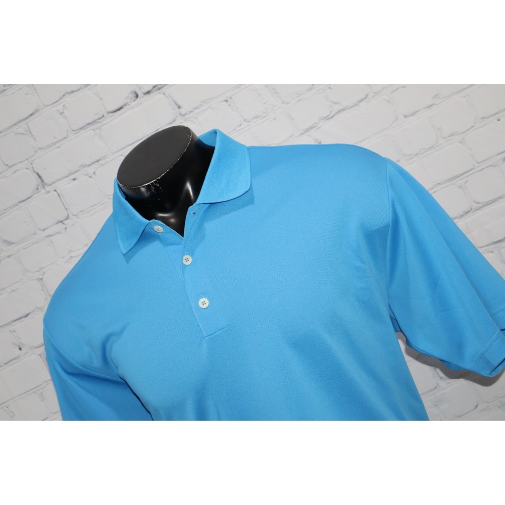 Adidas Golf Polo Shirt Mens Large Blue Short Sleeve Performance Polyester